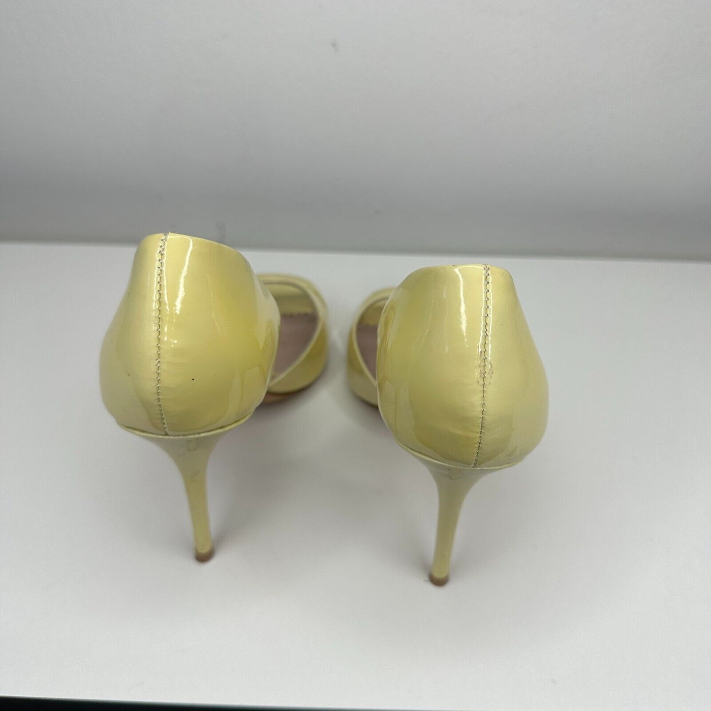 Jean-Michel Cazabat Yellow Olina Open-Toe D'Orsay Leather Stiletto Heel 38 7.5