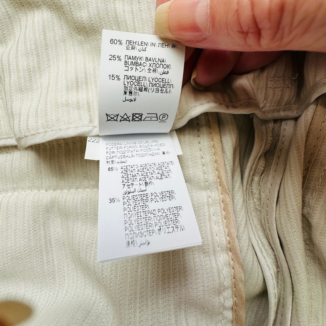 NWT Brunello Cucinelli Oversize Sand Beige Front Pleat Wide Leg Corduroy Pant 14