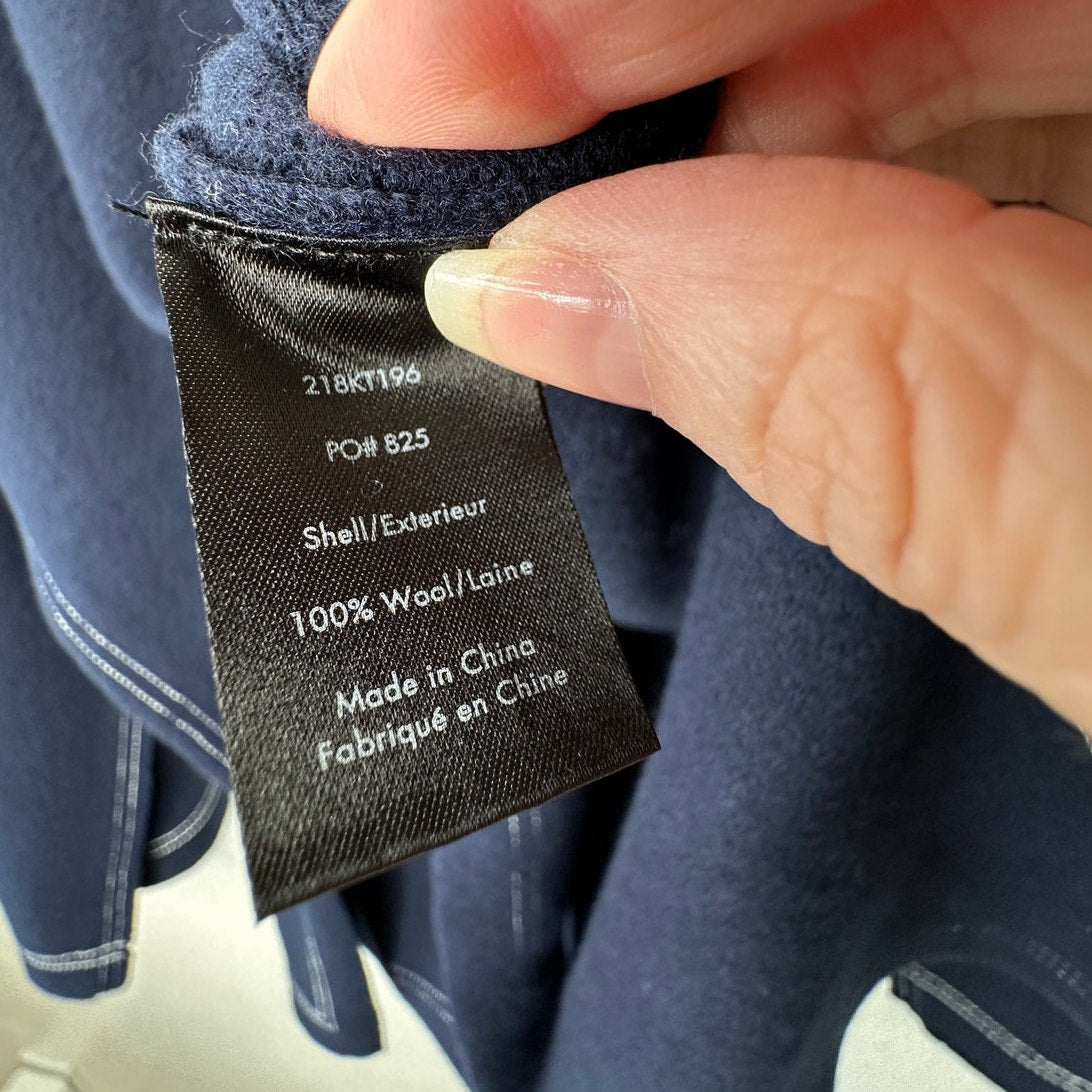 Elizabeth and James Navy with White Stitch Long Sleeve Hooded Sweater L