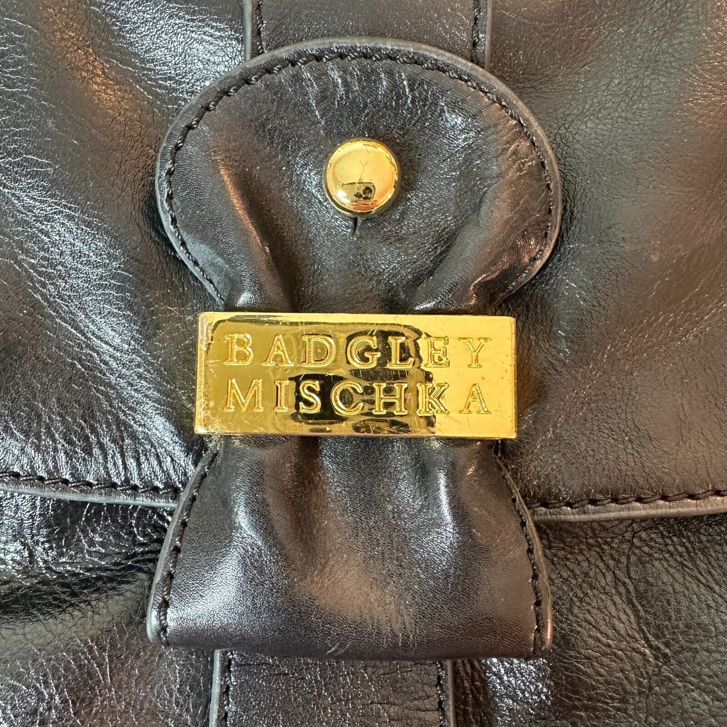 Badgley Mischka Black Leather Purse Detachable Chain Strap