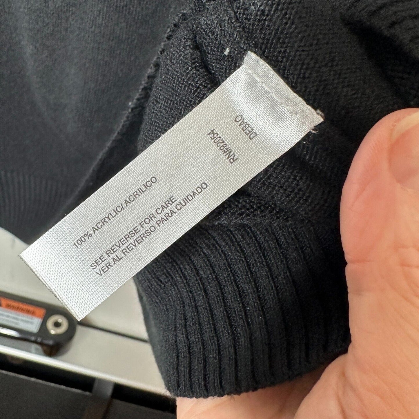 Debbie Morgan Solid Black Round Neck Long Sleeve Banded Waist Sweater L