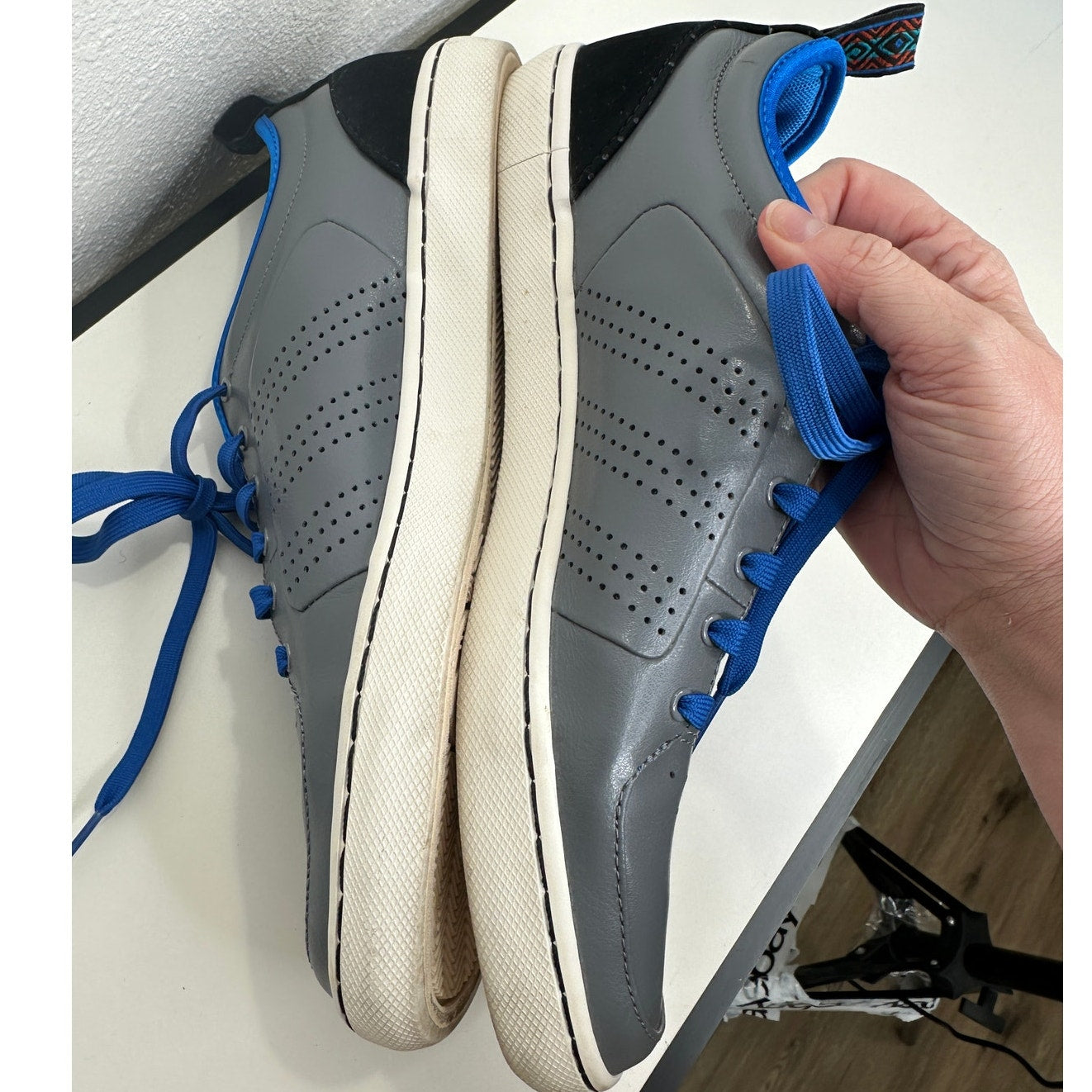 Adidas RD1 Low Top Gray & Blue Leather Laceup Sneakers Shoes 10