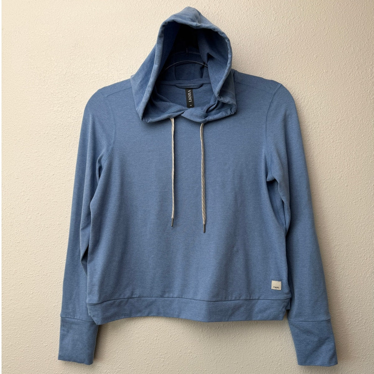 Vuori Blue Hooded Crop Sweater XS Lightweight Long Sleeve Pullover Women