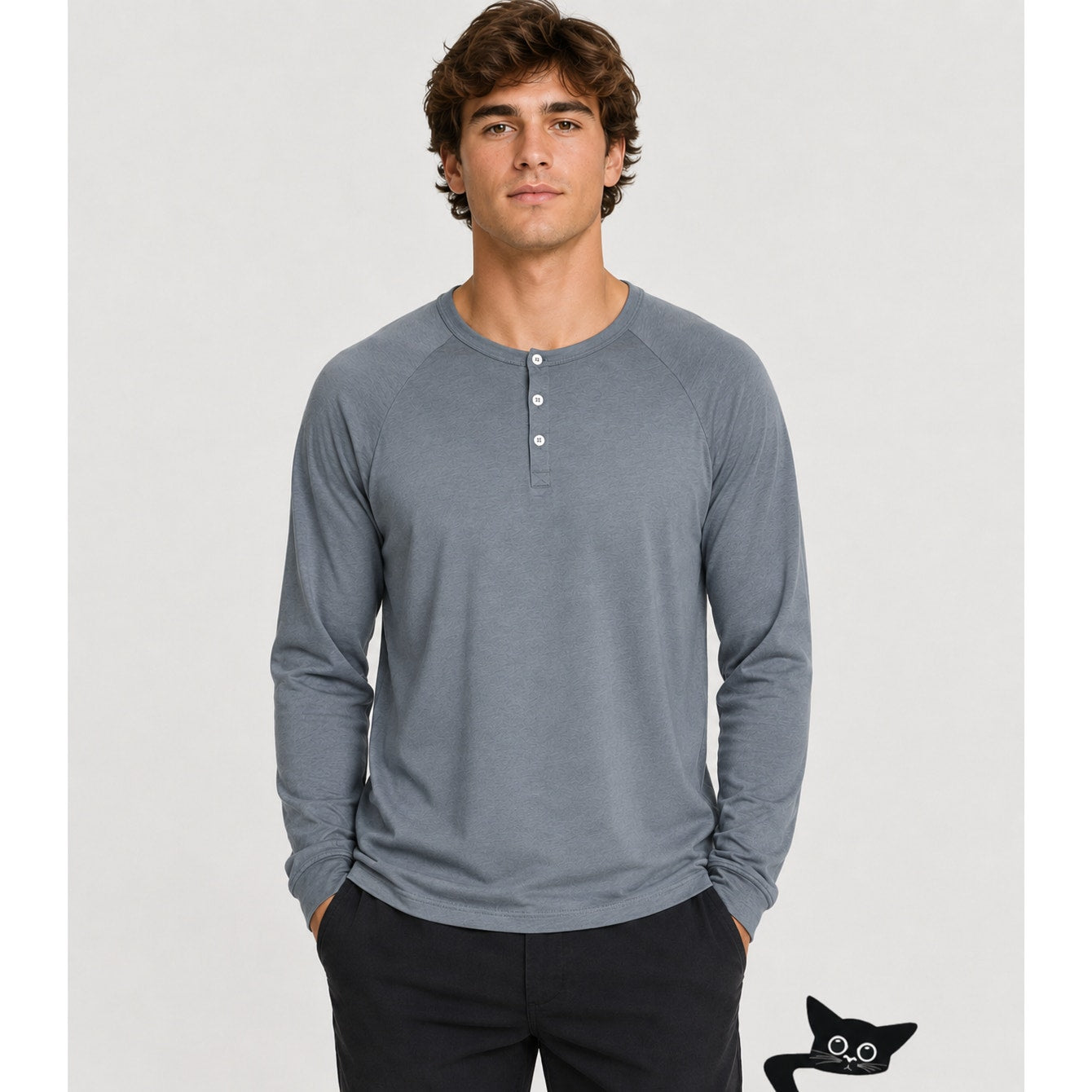 Alternative Earth Ocean Gray Raglan Sleeve Round Neck Henley Tee XL
