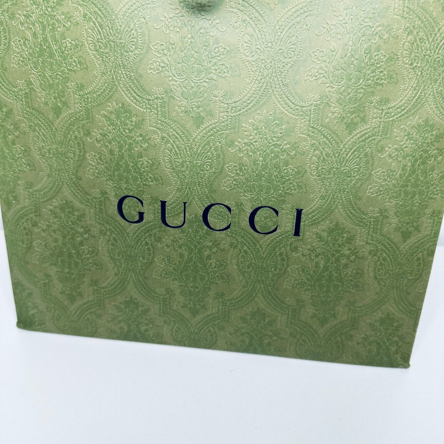 Gucci Embossed Green with Black Gucci Logo Gift Bag Rope Handle 100% Recycled