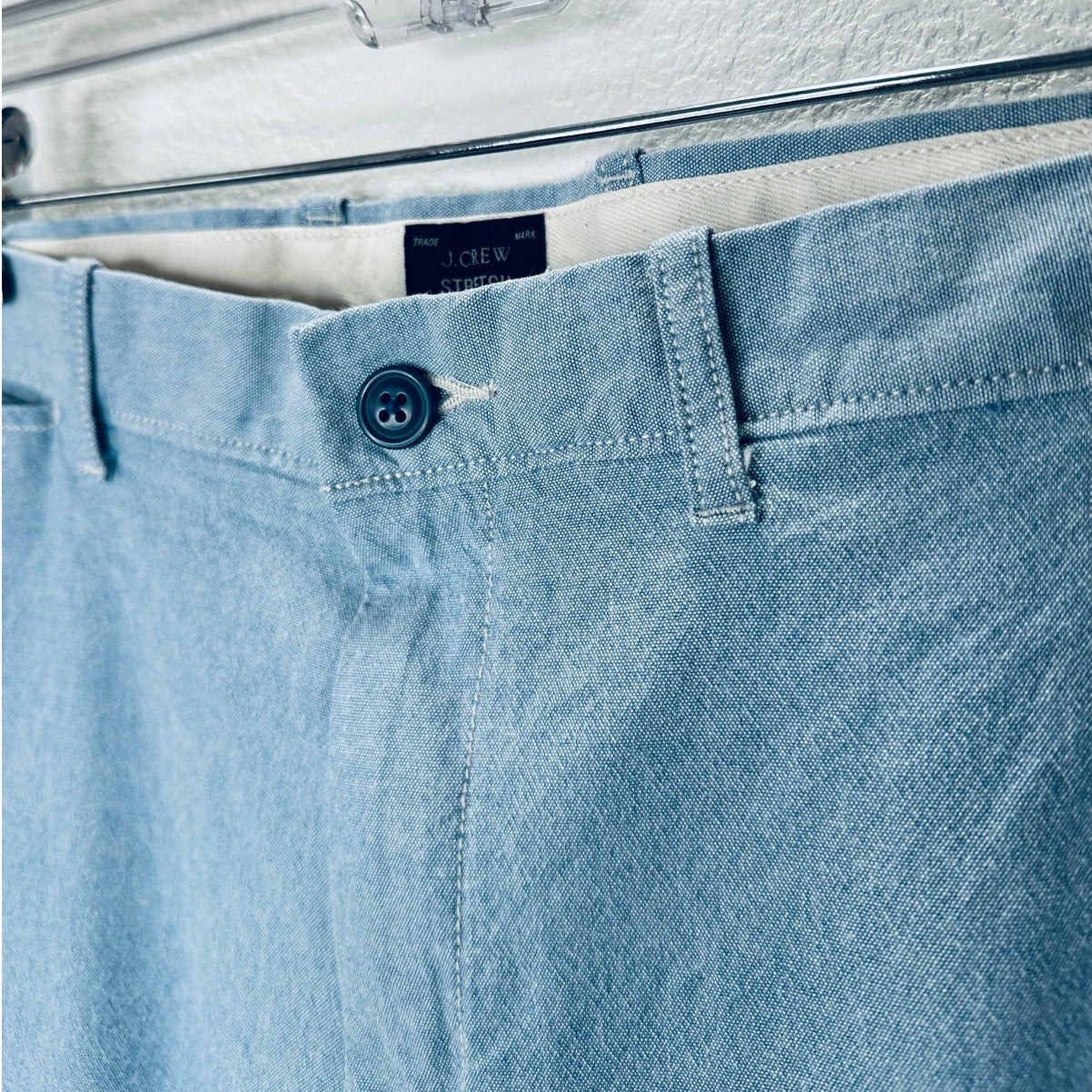 J. Crew Light Blue Chambray 484 Slim Stretch Trouser Pant 36 / 32