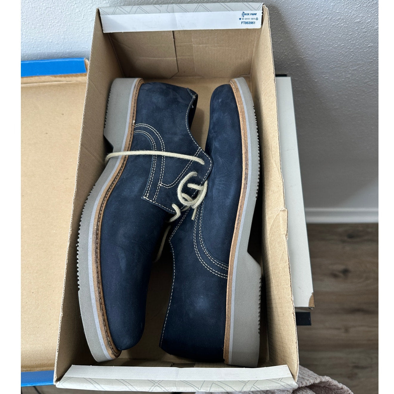 14th & Union Marine Blue Nubuck & Gray Tie Oxford Shoes 9.5