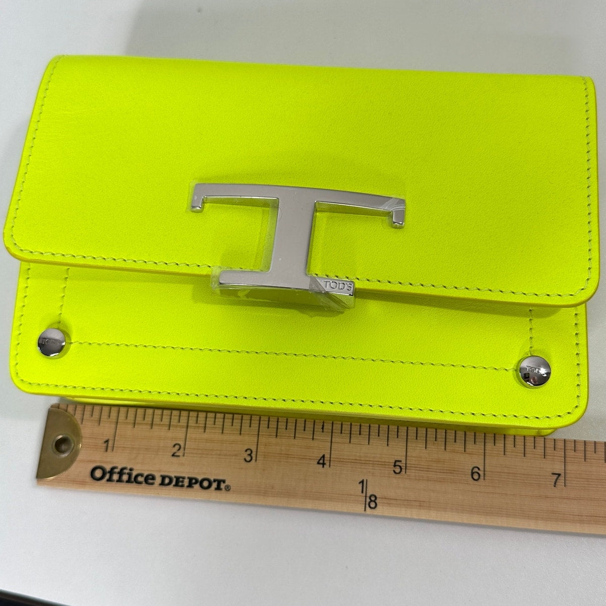 NWT Tod's T Timeless Neon Yellow/Lime Leather Micro Belt Bag Purse