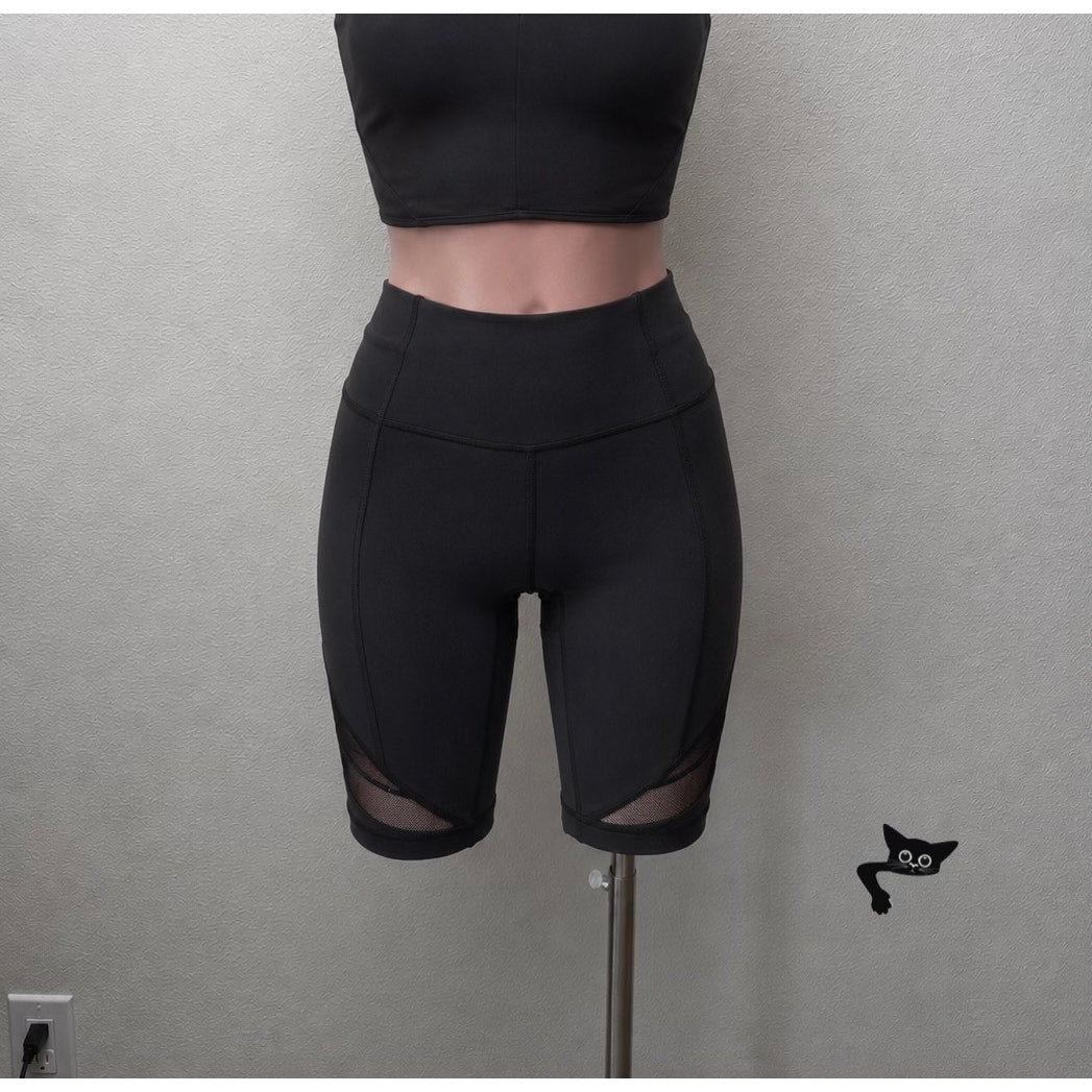 Lululemon Black Forget The Sweat Mesh Biker Shorts 4