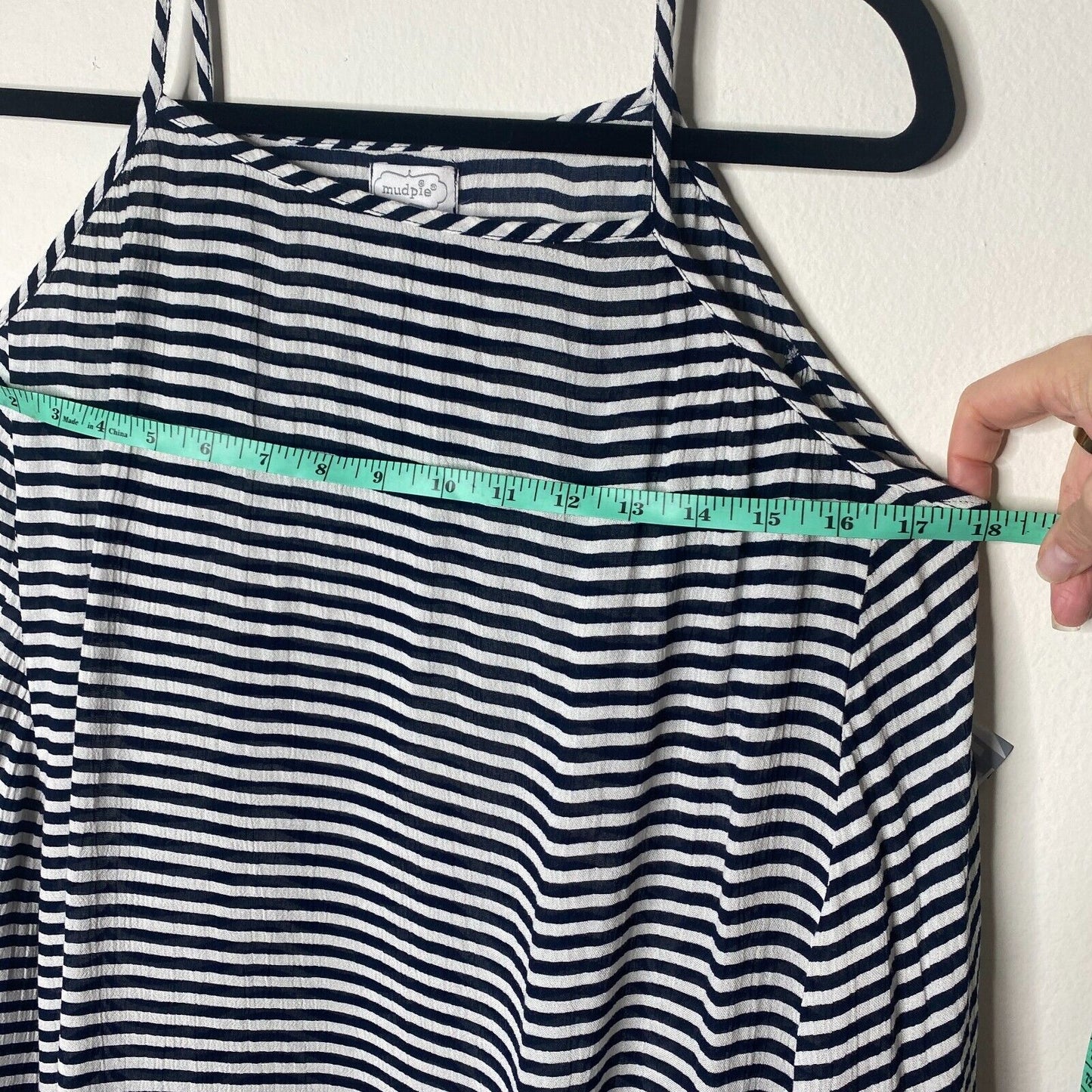 Mudpie Navy & White Thin Striped Flowy Sleeveless Stretch Tank Shift Dress S