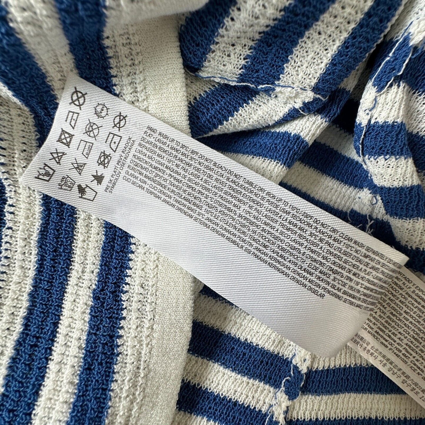 MNG White & Blue Striped Fine Knit V-Neck Thin Straps Maxi Stretch Dress XXS