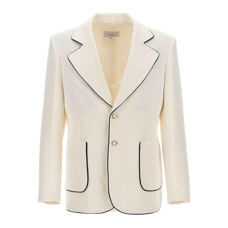 Casablanca Tennis Club Ivory Piped Blazer Men's US 38