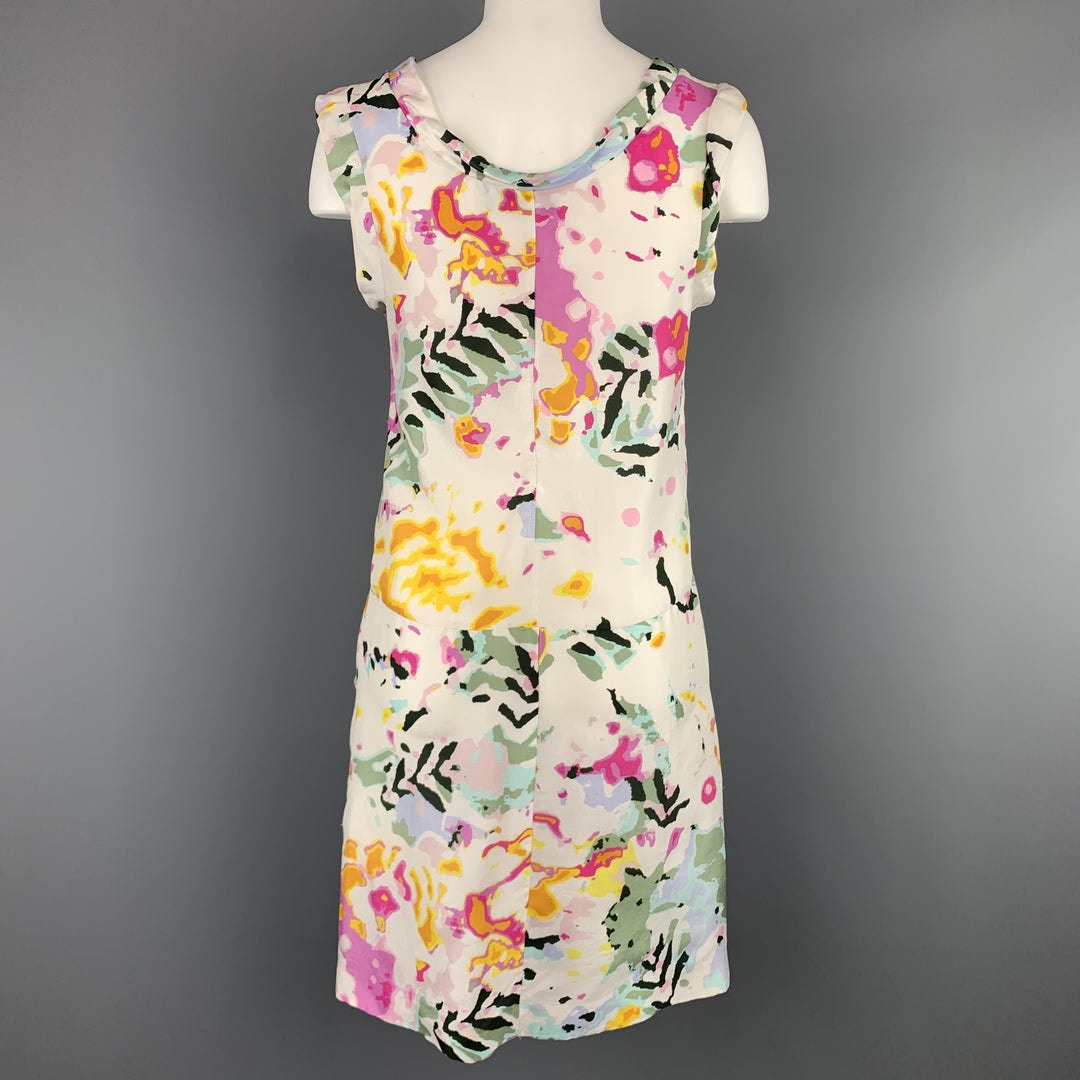 Thakoon White Floral Print Sleeveless Silk Sheath Mini Dress 6