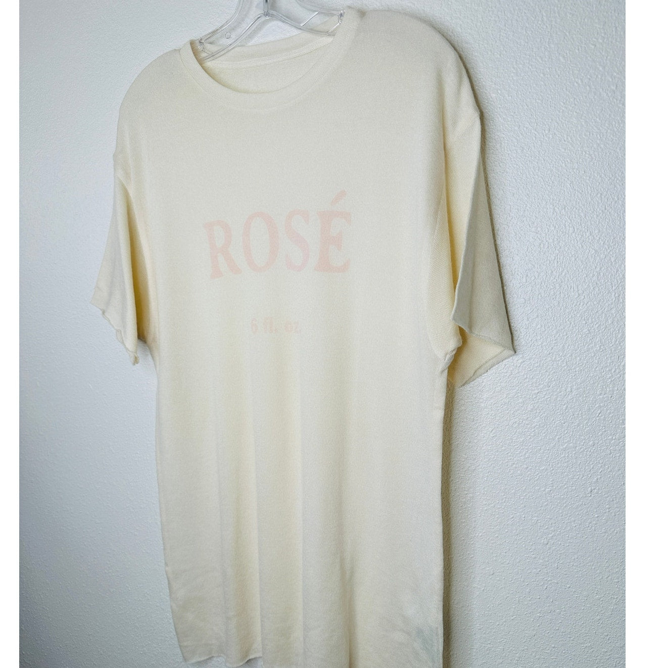 The Elder Statesman Cream with Pink Rose Graphic Cashmere Silk Blend Sweater M