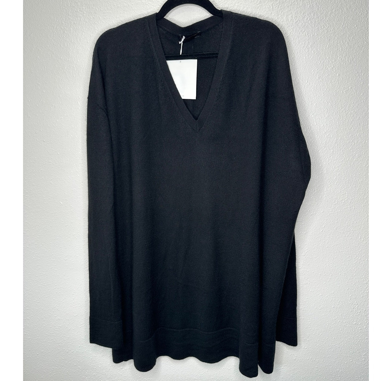 NWT The Row Black Amherst V-Neck Long Sleeve Cashmere Blend Sweater XL