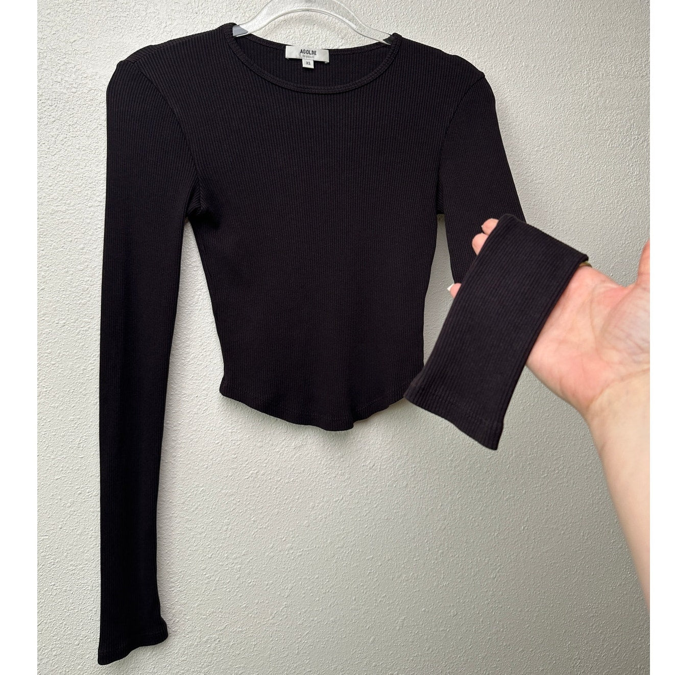 AGOLDE Nova Tee Black Ribbed Crop Top XS