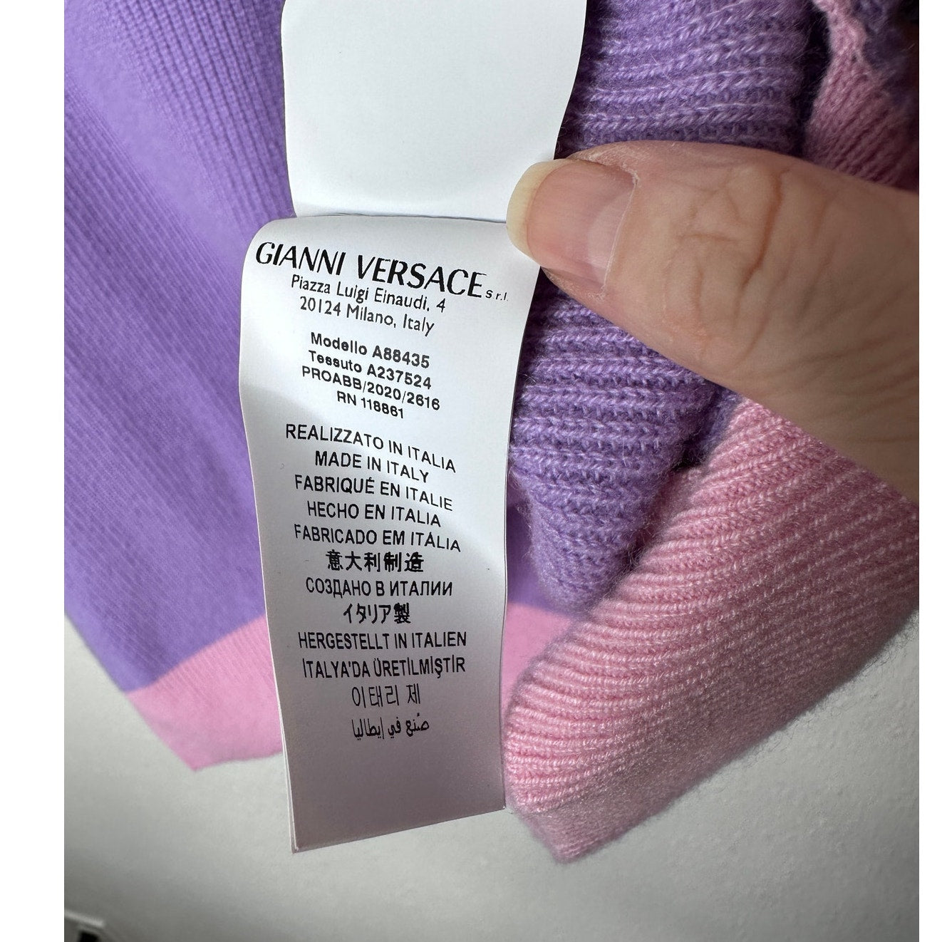 Versace Colorblock Cashmere V-Neck Sweater Purple/Green Women’s S IT38