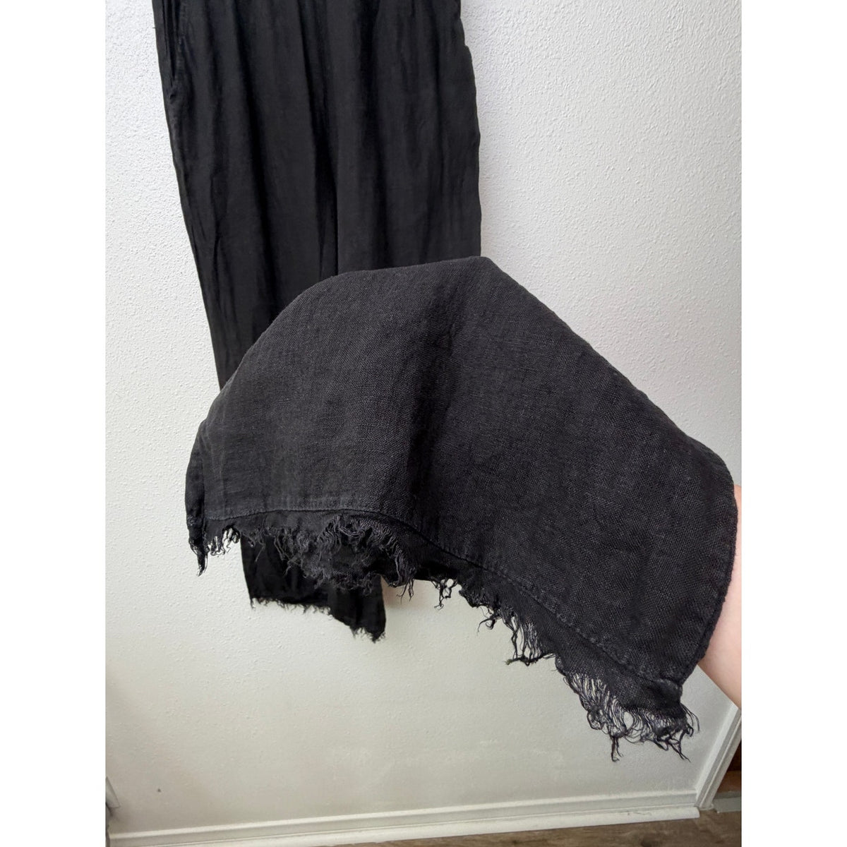 Milio Milano Black Frayed Wide Leg Pants Women M