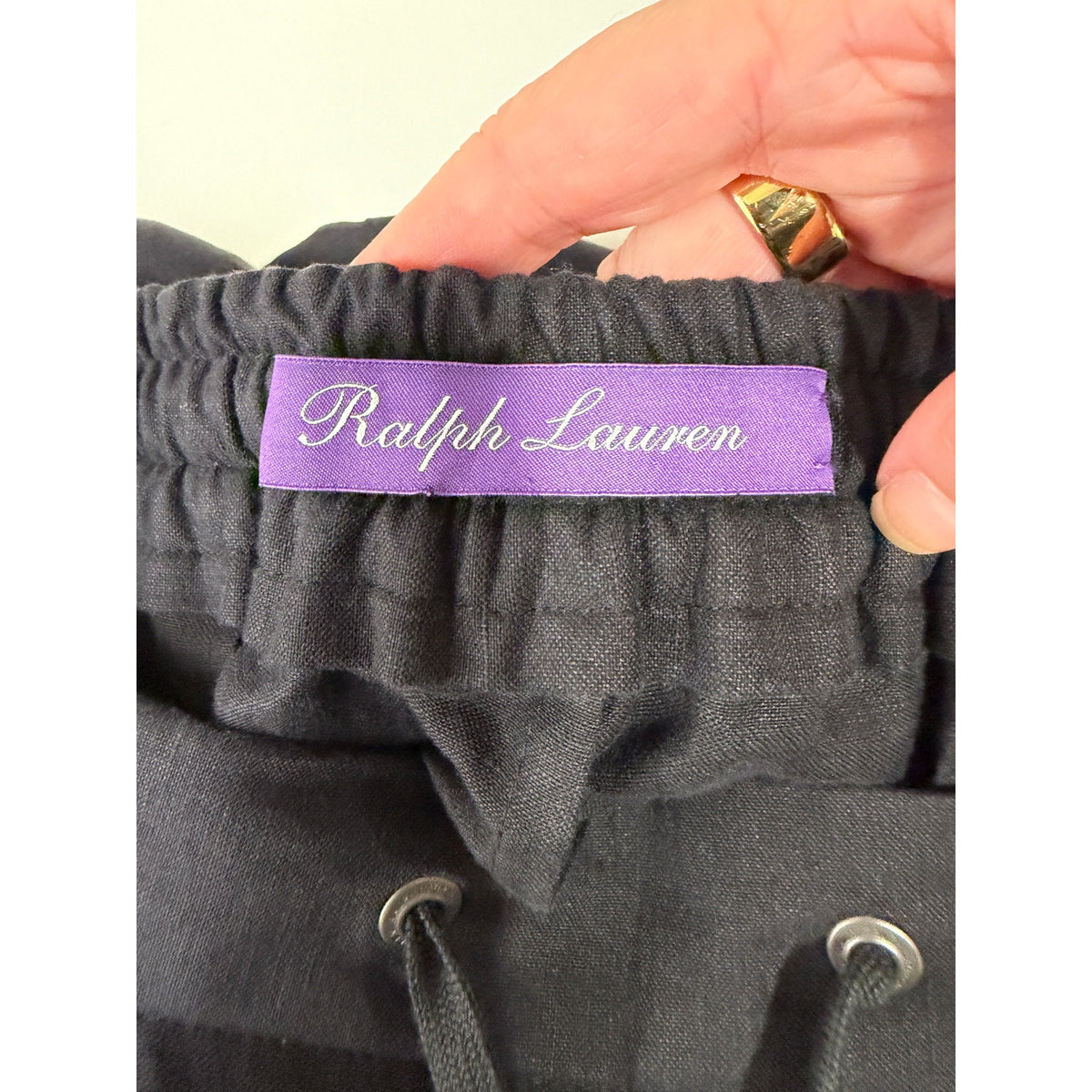 Ralph Lauren Purple Label Black Linen Pleated Drawstring Shorts Men's US M