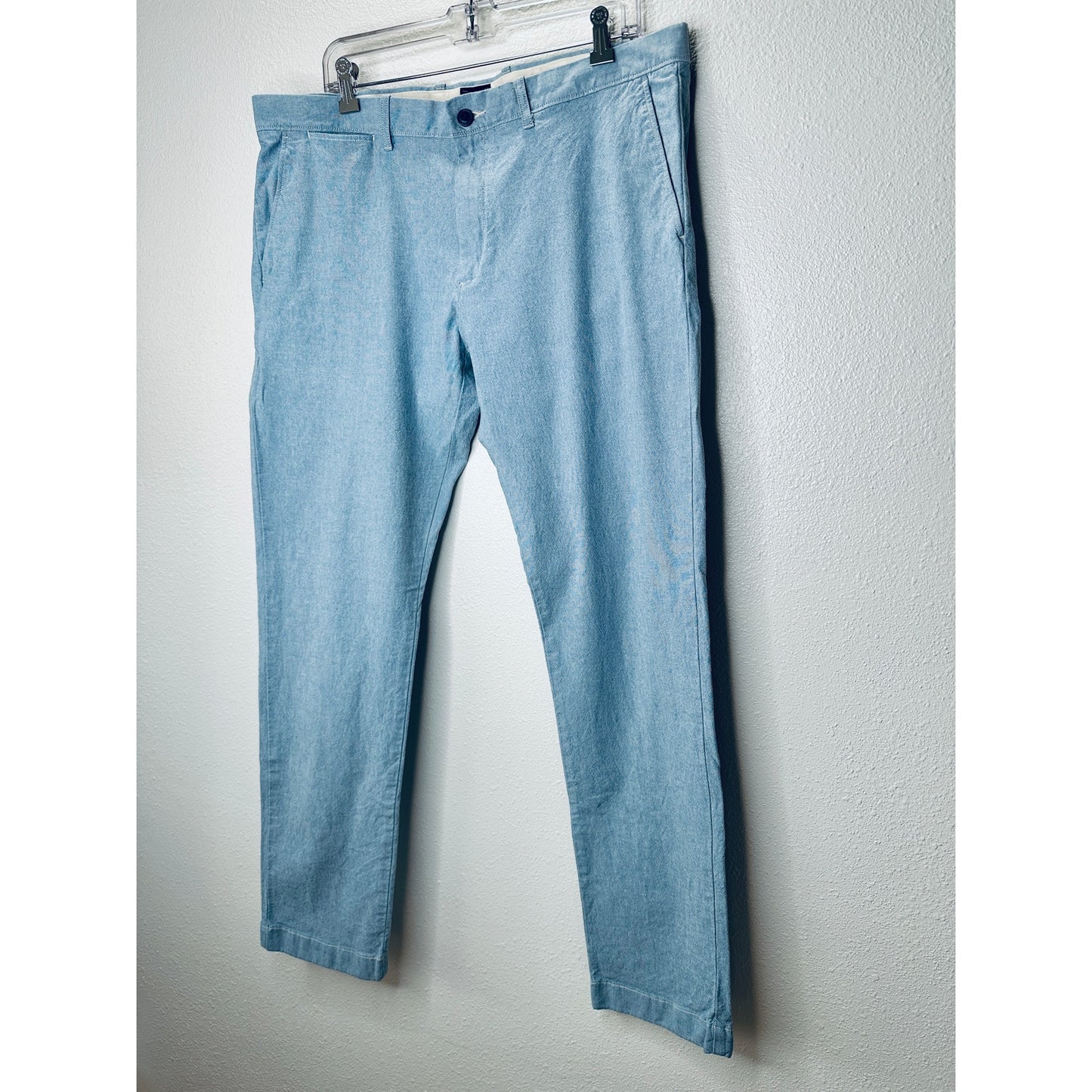 J. Crew Light Blue Chambray 484 Slim Stretch Trouser Pant 36 / 32