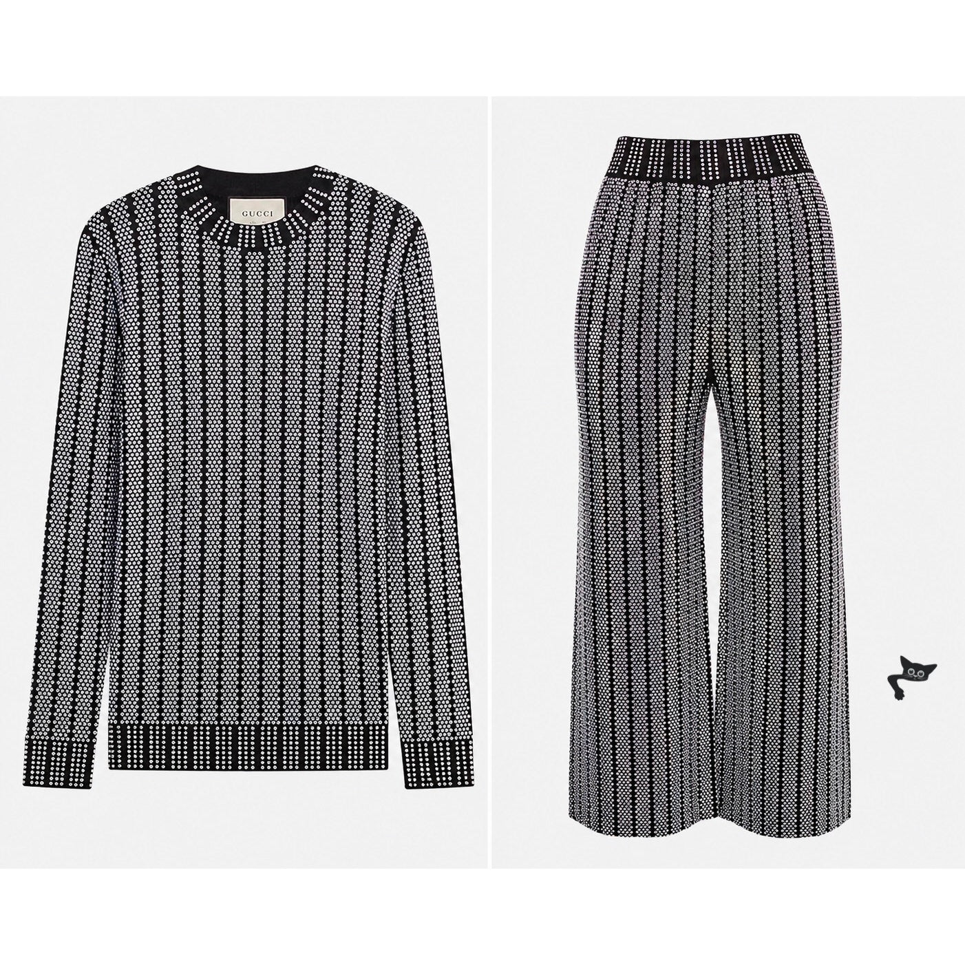 Gucci Women's L Black Crystal Sweater Pants Set