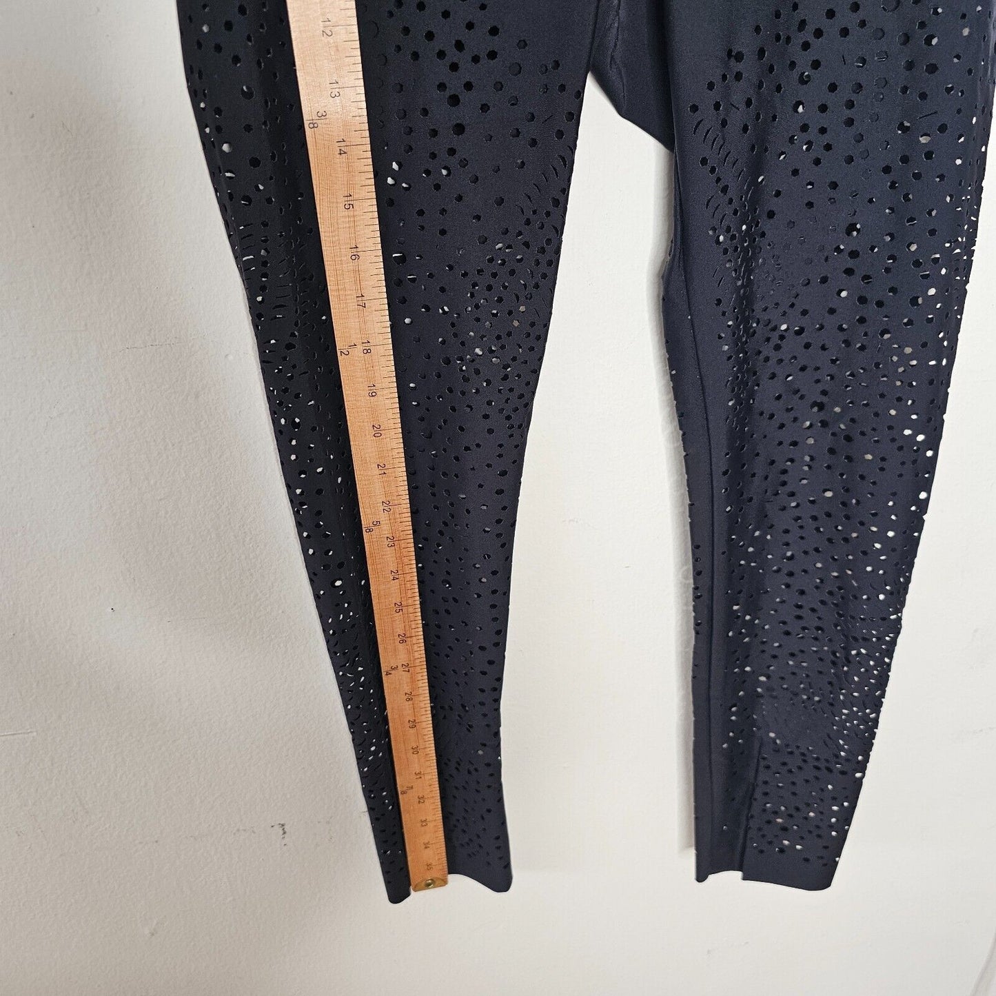 Willow Jet Black Laser Cut Design High Waist Stretch Legging Pants Medium