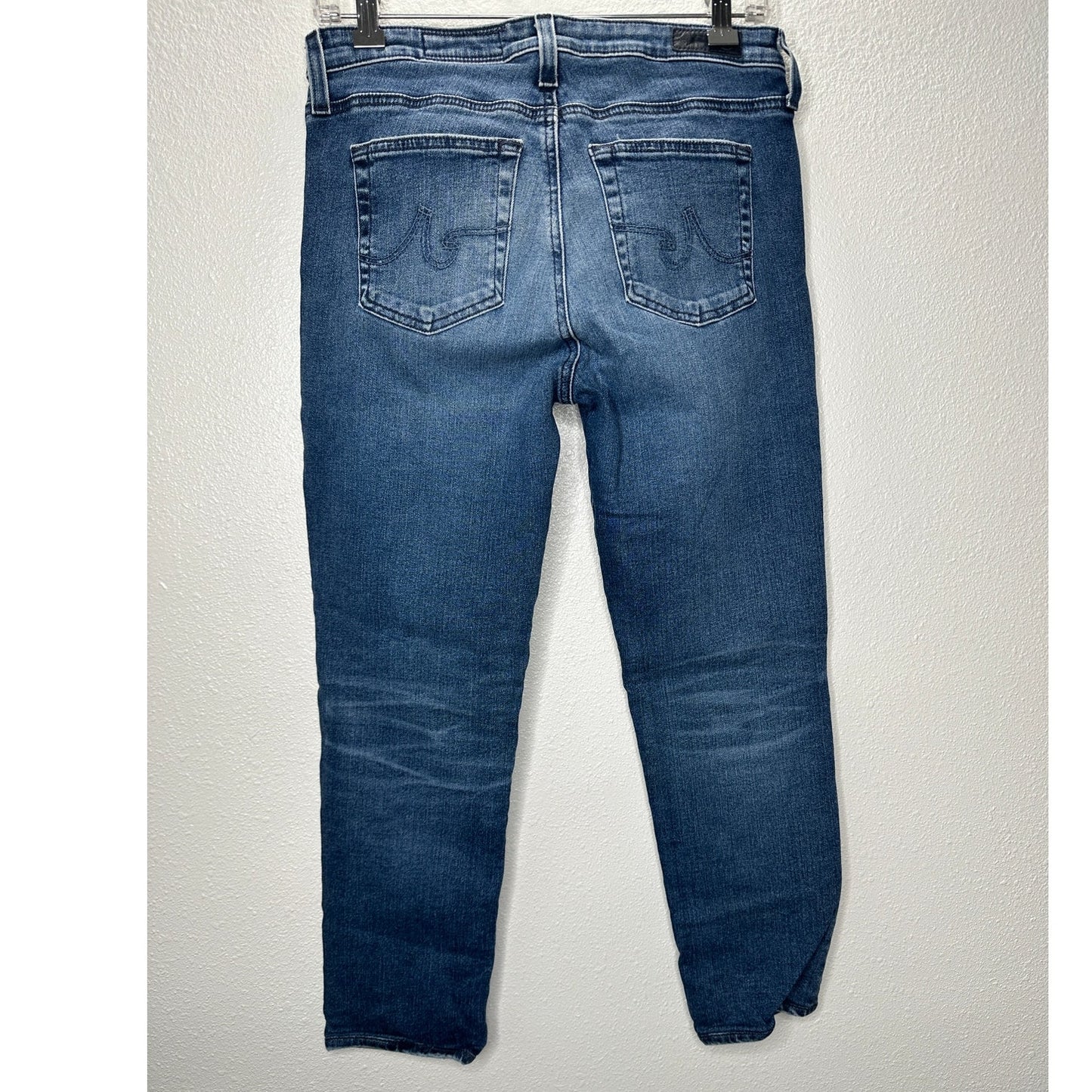 AG Medium Wash Whiskered Raw Hem Harper Essential Straight Leg Jeans 29R
