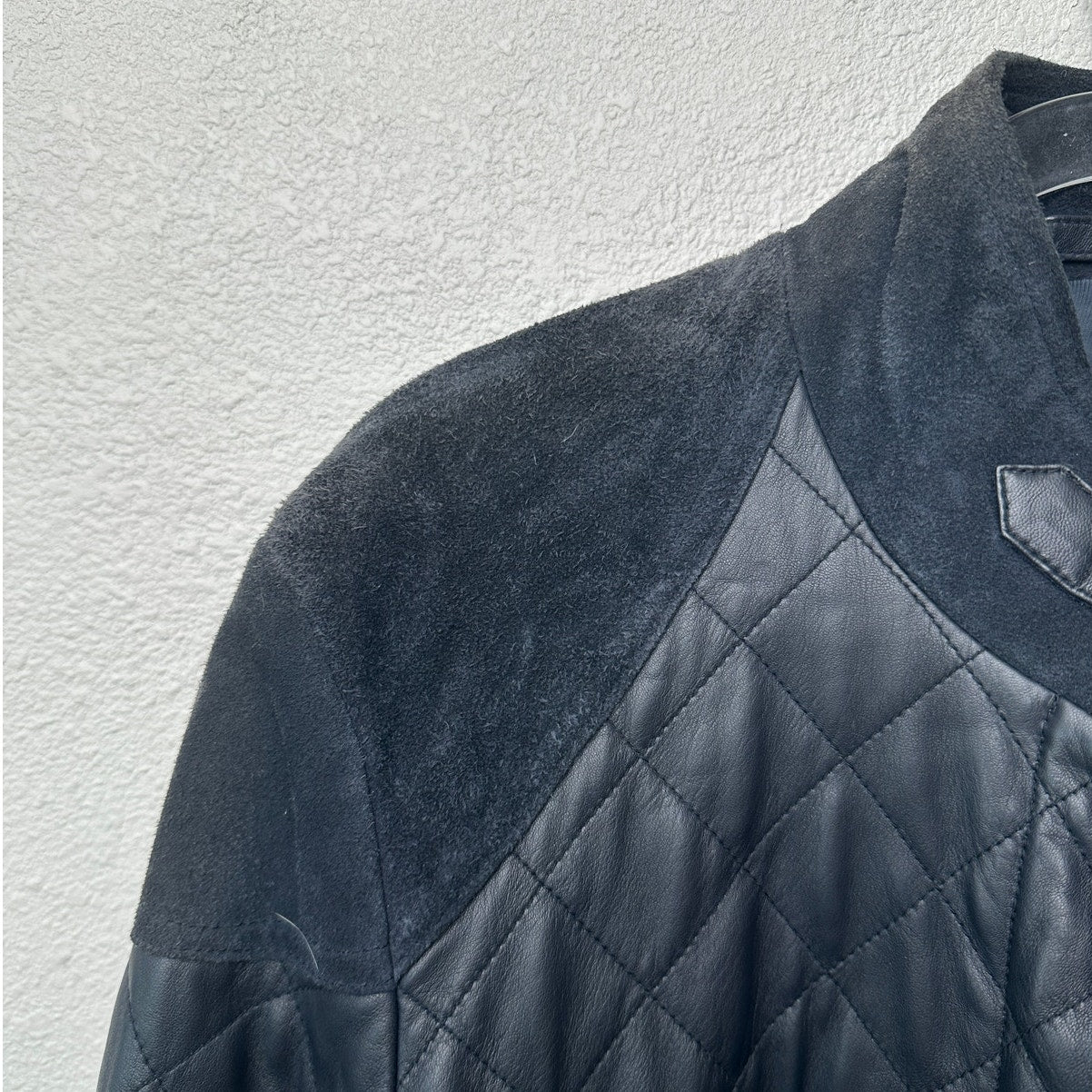 Coach Quilted Leather Jacket Black Women M Suede Trim