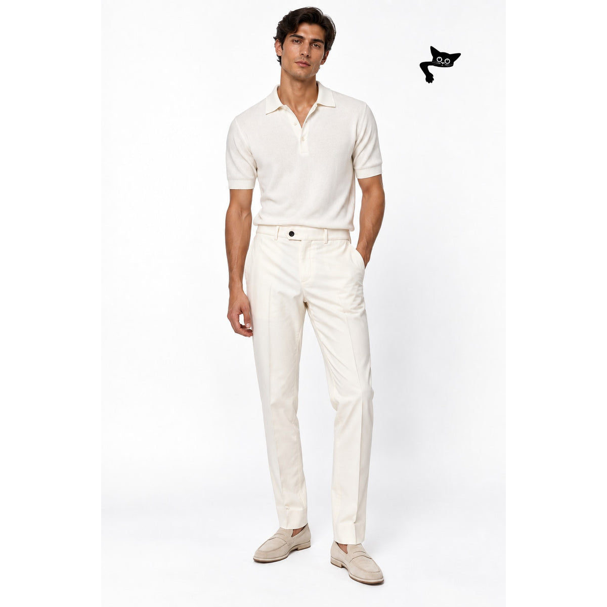 Loro Piana Carlo Stretch Cotton Trousers Light Cream Stone Men's US 30