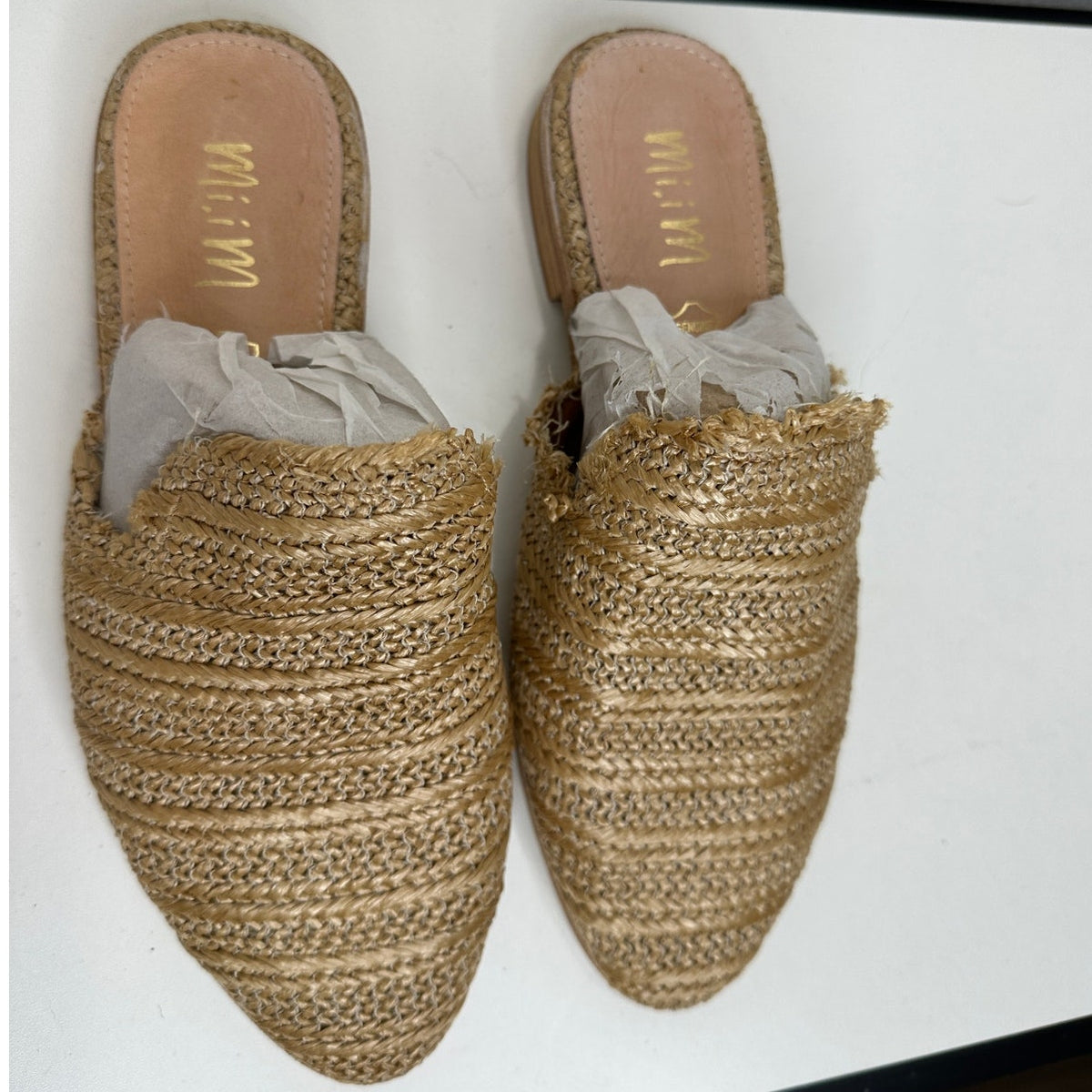 Mi.iM Ally Tan Pointed Toed Woven Textile Upper with Leather Sole Mule Flats 7