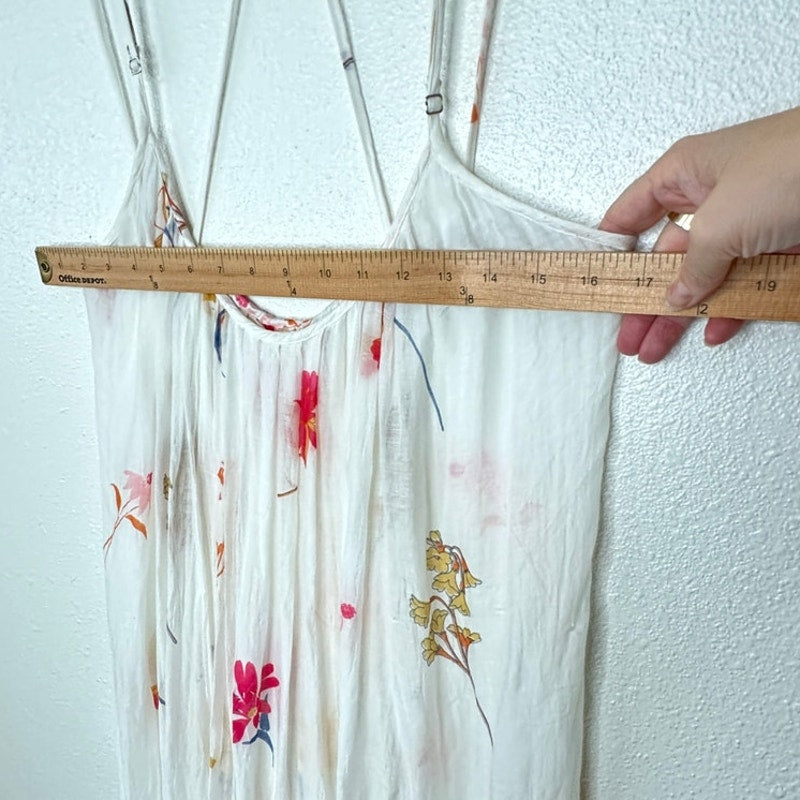 Lovestitch White Mimi Floral Print Sleeveless Scoop Neck Cross-Back Maxi Dress