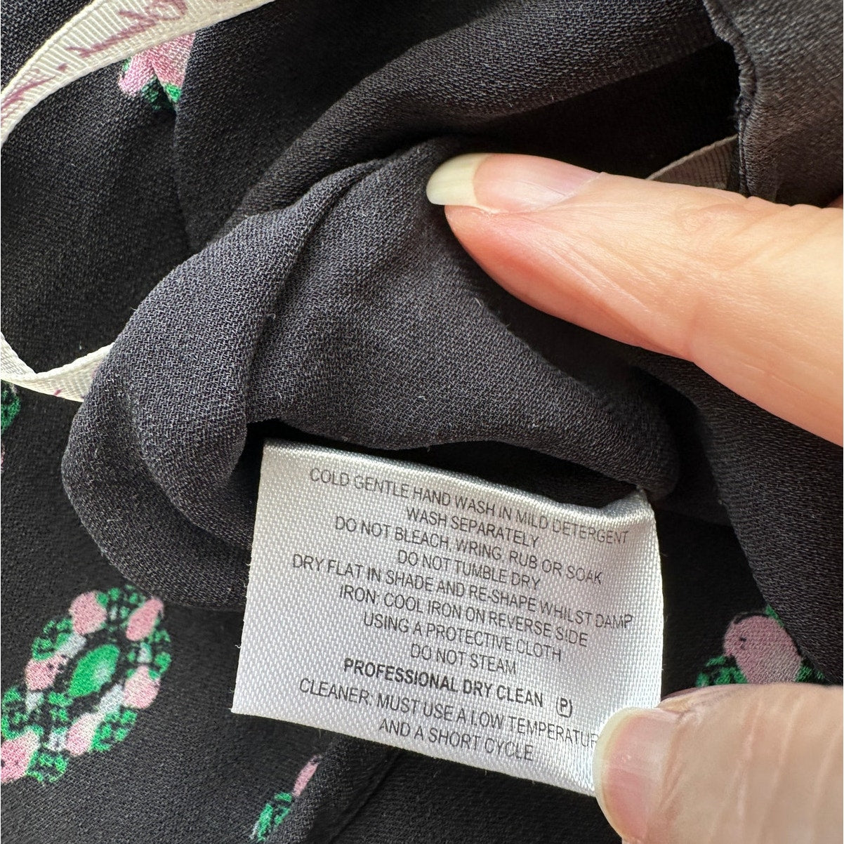 Alannah Hill Black Gem Print Front Slit Silk Skirt US 12