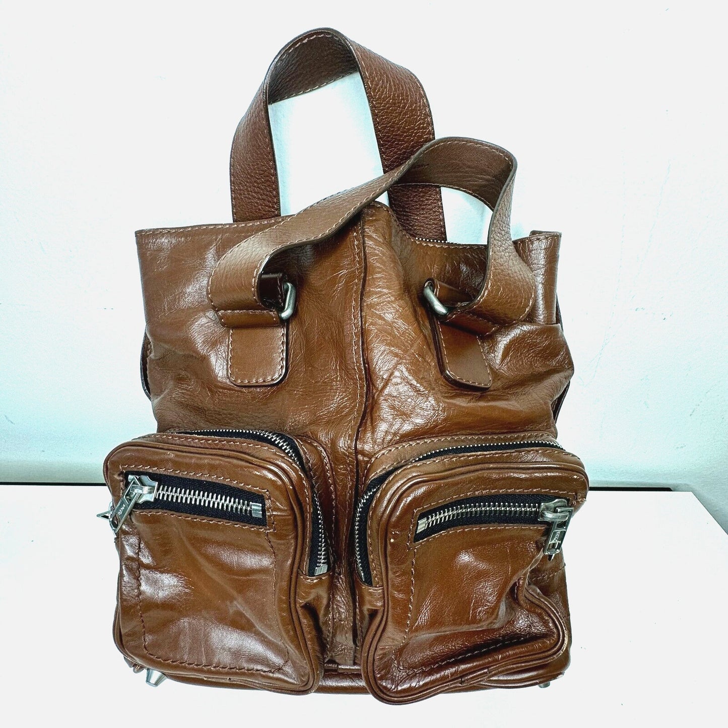 Chloe Betty Handbag and Coin Purse Lux Brown Calfskin Leather Silver Hardware