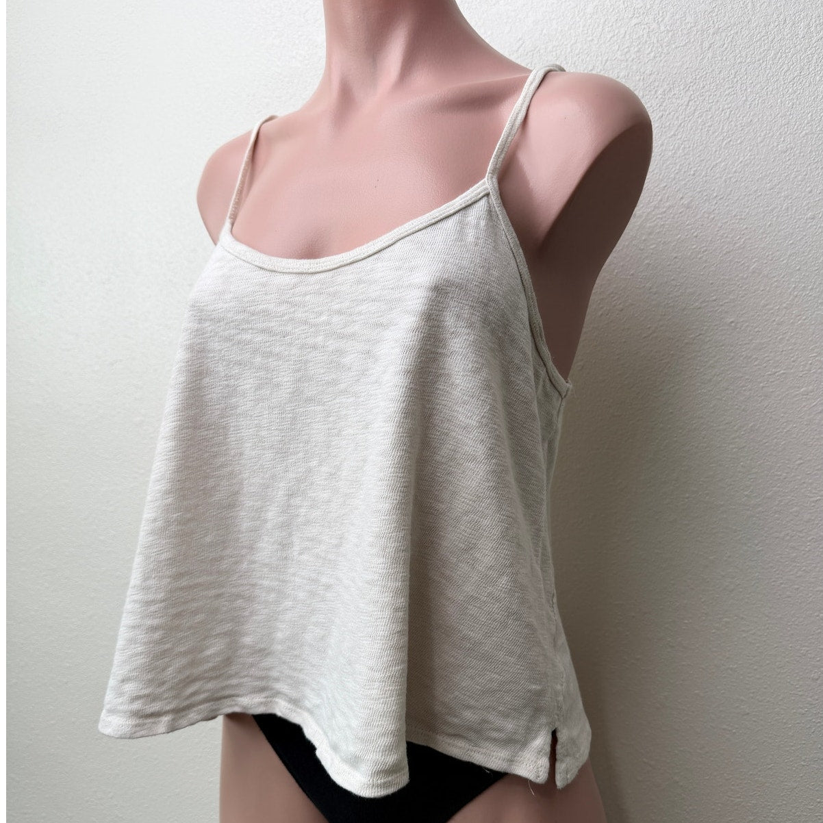 LNA Cream Cotton Spaghetti Strap Crop Top Womens L