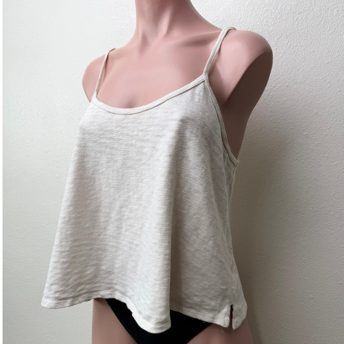 LNA Cream Cotton Spaghetti Strap Crop Top Womens L