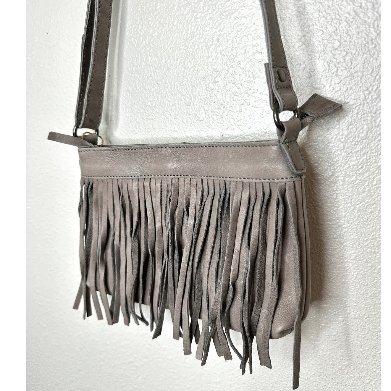 NWT Cut N Paste Taupe Molly Mini Fringe Purse Crossbody Bag