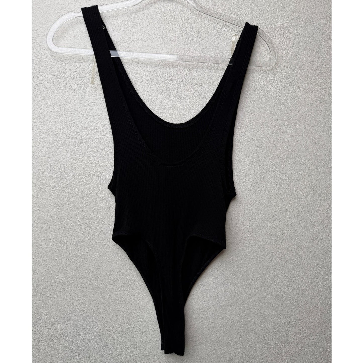 Fashion Nova Black Ribbed Low Back Sleeveless Bodysuit Size M