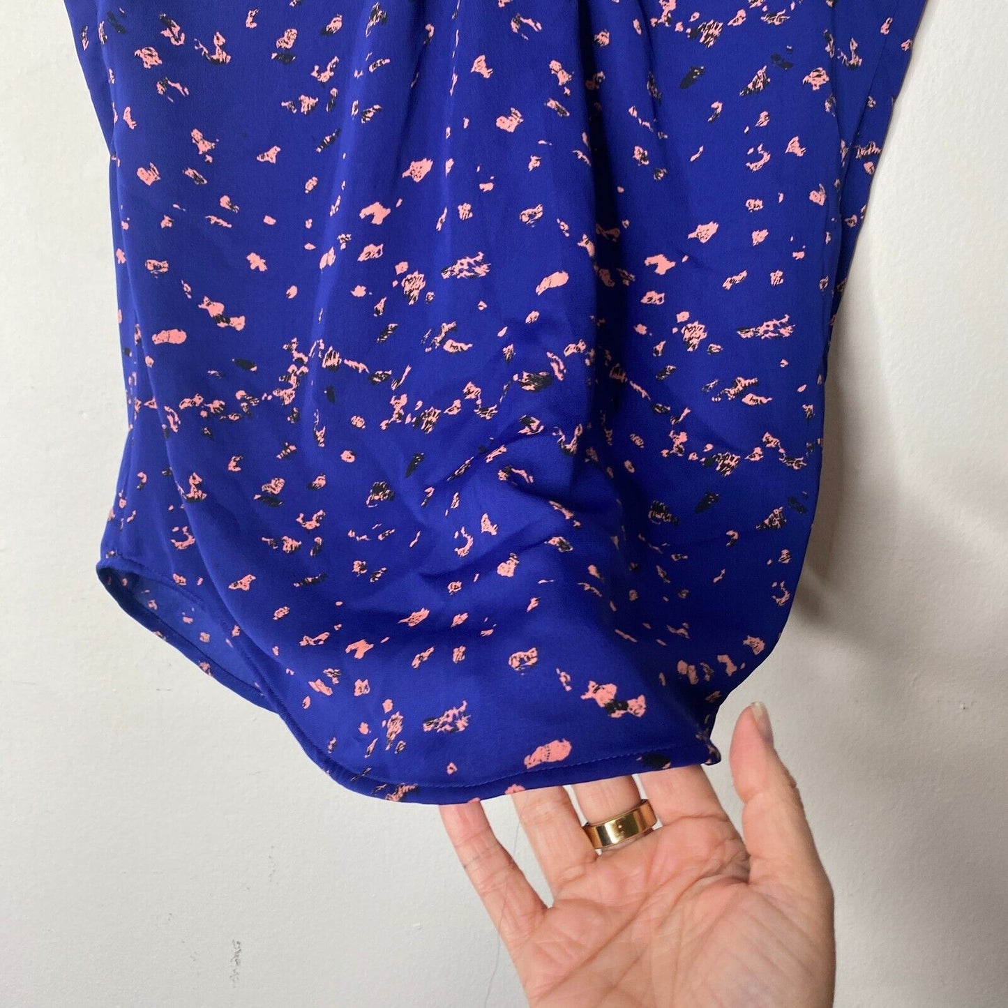 Allison Joy Twist Front Keyhole Halter Back Sleeveless Blue & Peach Tank top XS