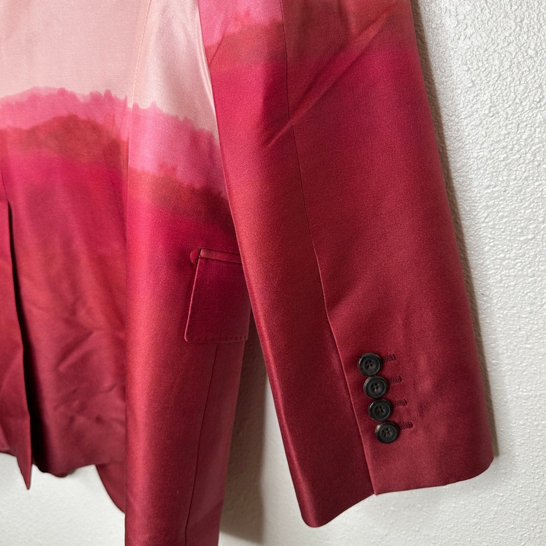 Alexander McQueen Pink Dip Dye 2-Button Silk Wool Blend Blazer Jacket 50