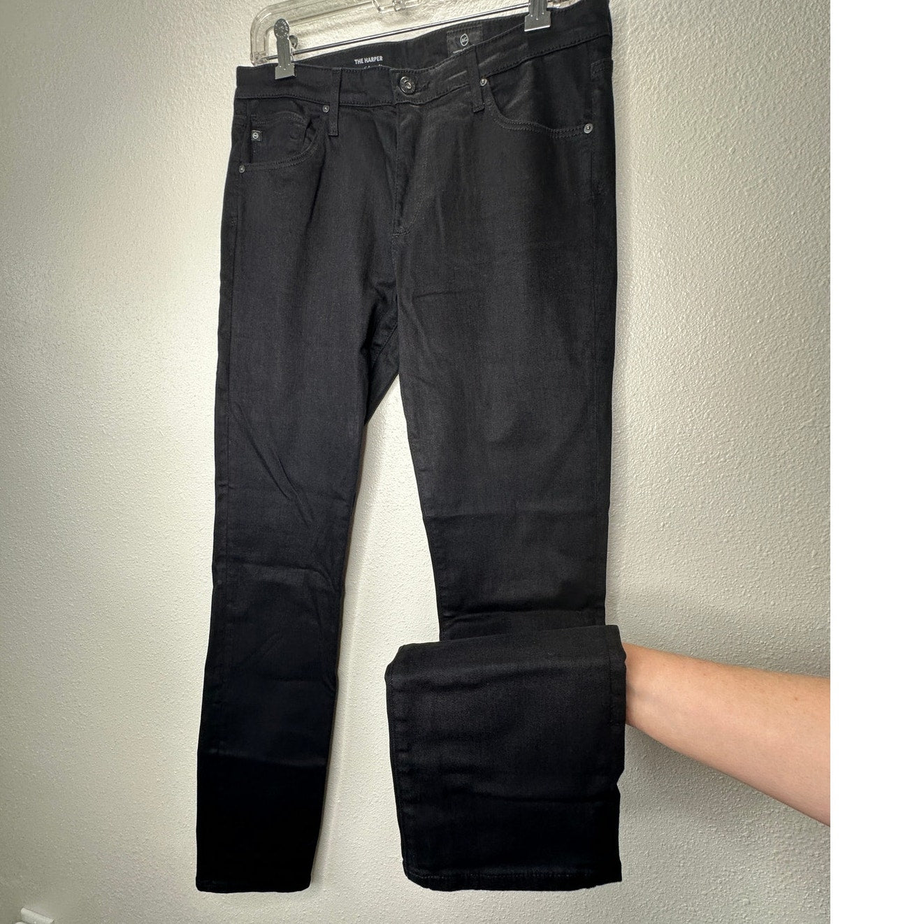 AG The Harper Essential Straight Leg Black Jeans  30R