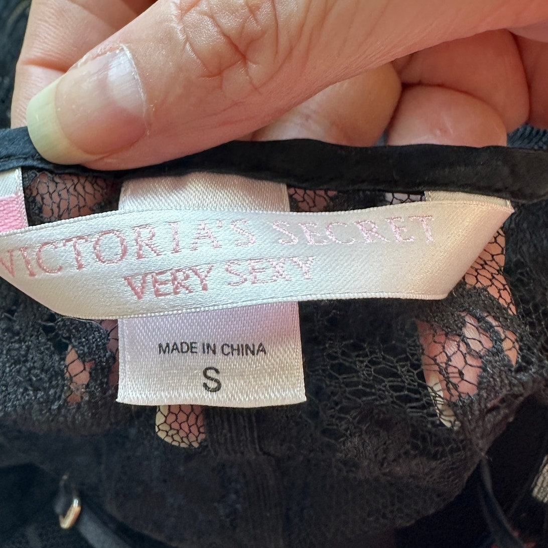 Victoria’s Secret Very Sexy Black Sheer Lace Nightie Open Back Slip Lingerie