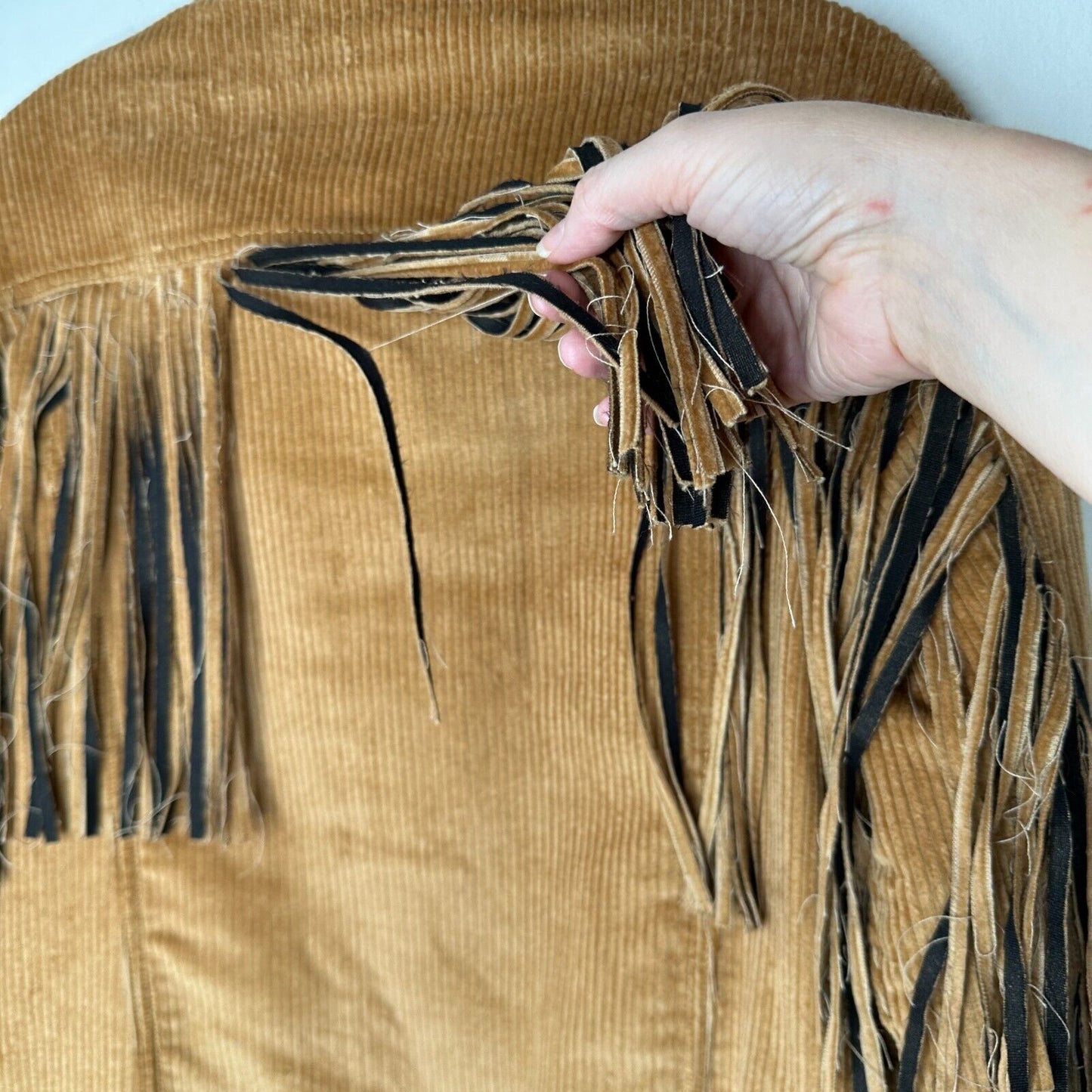 NWT Levis Karla Camel Tan Fringed Corduroy Long Trucker Button-Front Jacket XS