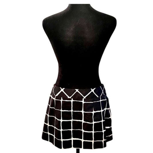 Trina Turk Black & White Check Front Zip Pocket Mini Skirt 4