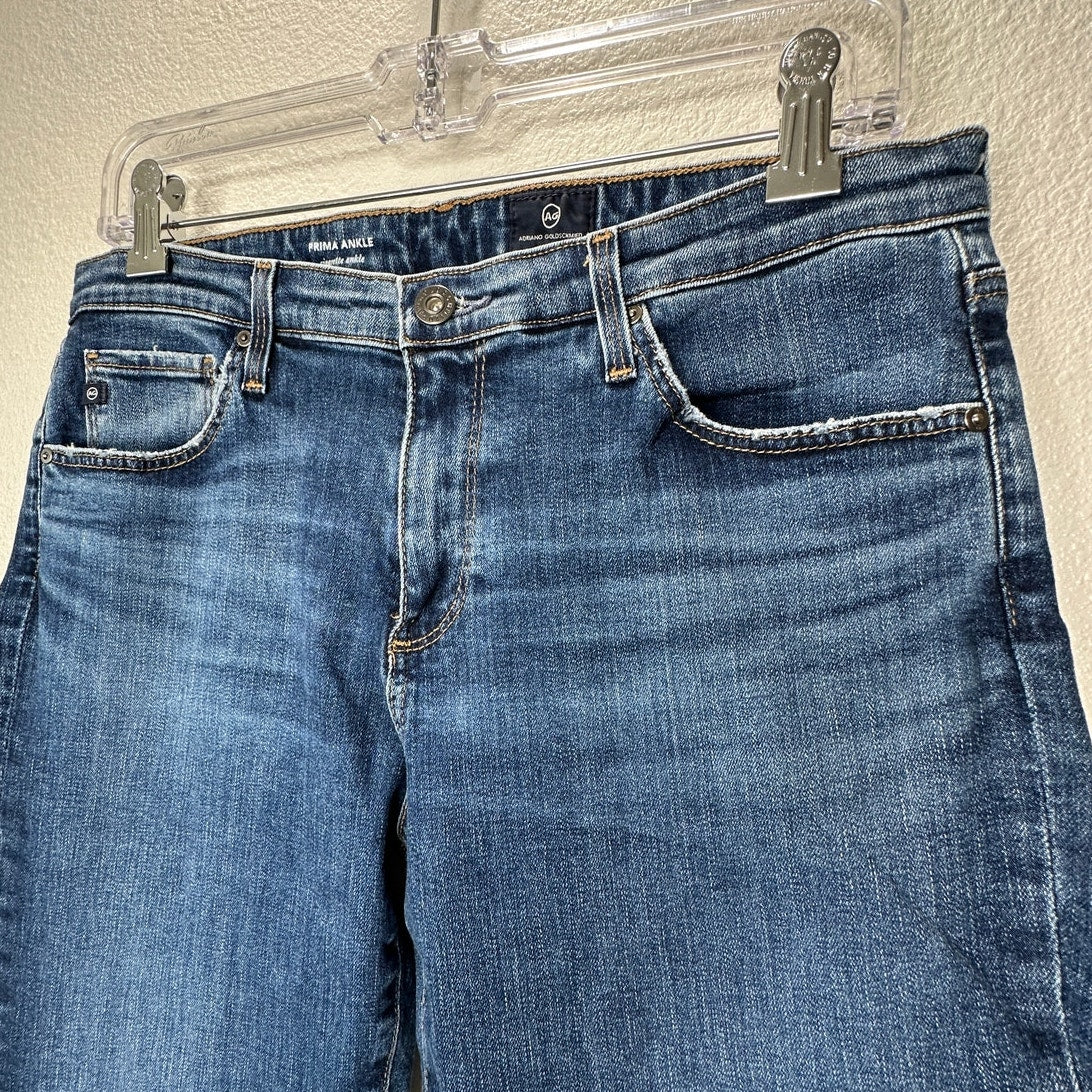 AG Medium Wash Whiskered Prima Ankle Cigarette Ankle Jeans 31