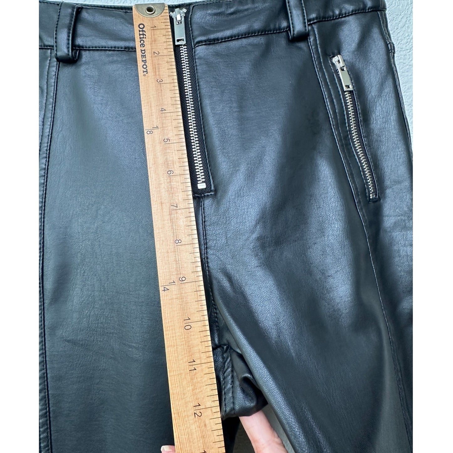 Topshop Faux Leather Moto Skinny Pants Black Women’s 6P Zip Pockets