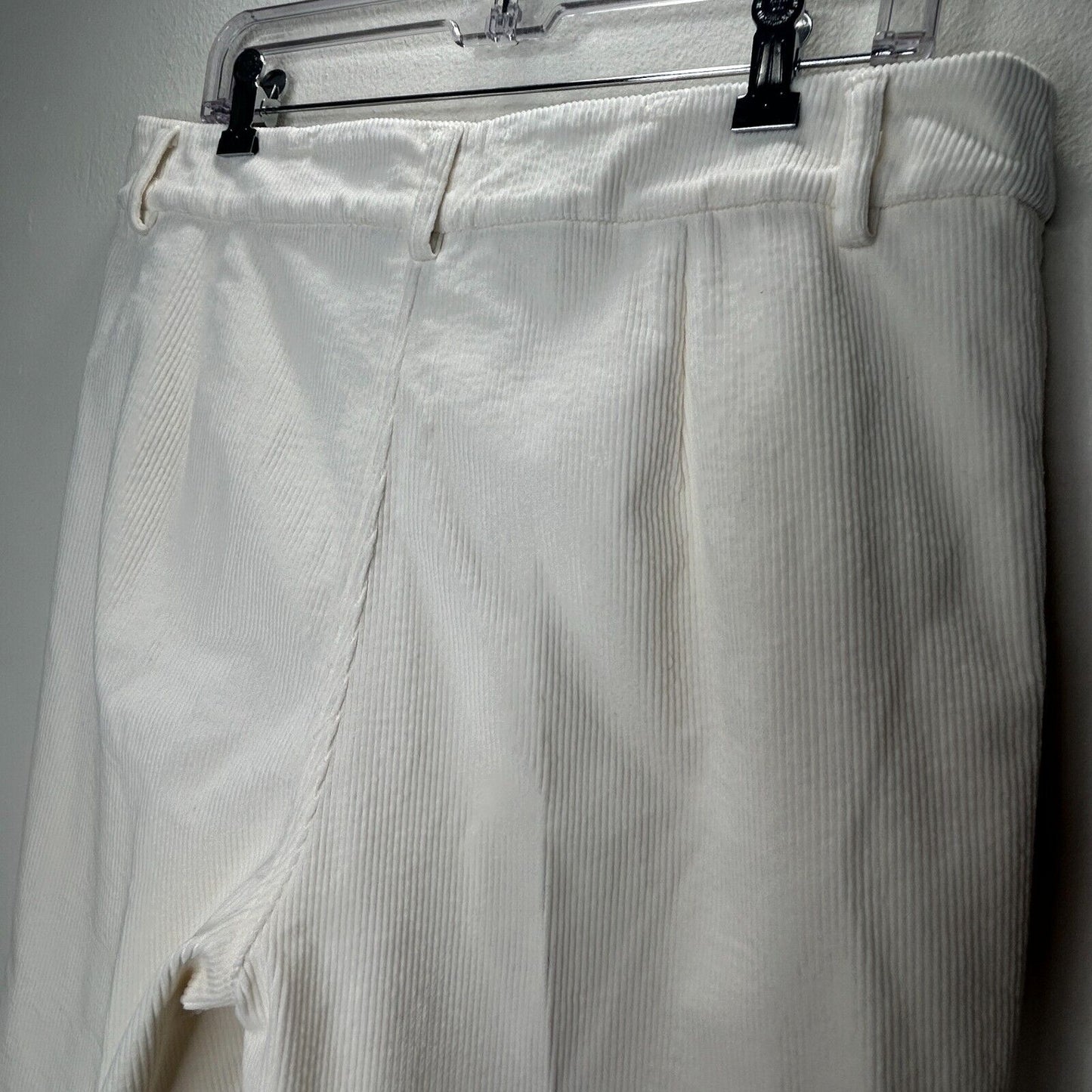Ganni Cream Pleated Front Crease High Waist Corduroy Zip Trouser Pants 42