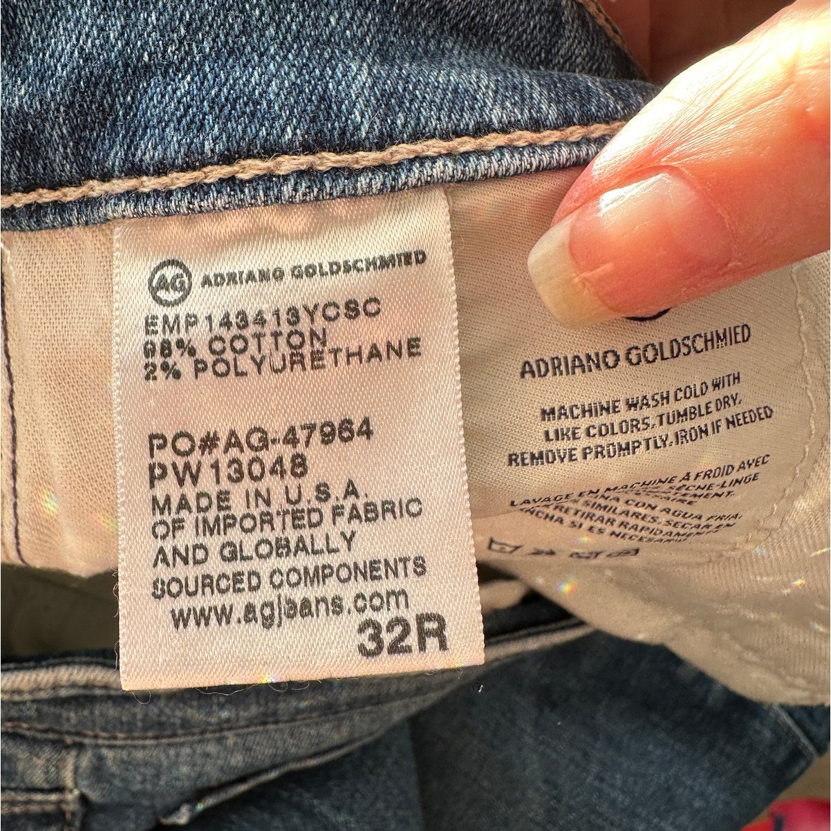 AG women’s The Prima cigarette leg jeans medium wash raw cuffed hem US 32R
