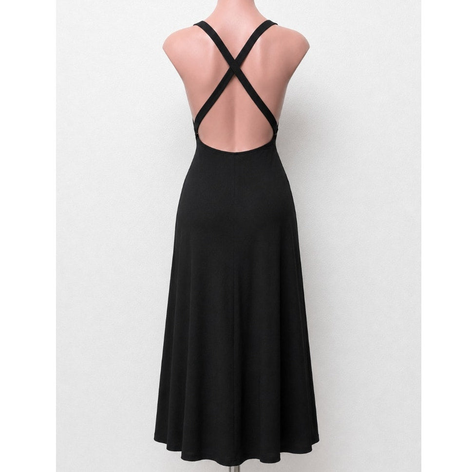 Reformation Sexy Black Vienna Maxi Deep-V Front Criss Cross Back High Slit XS