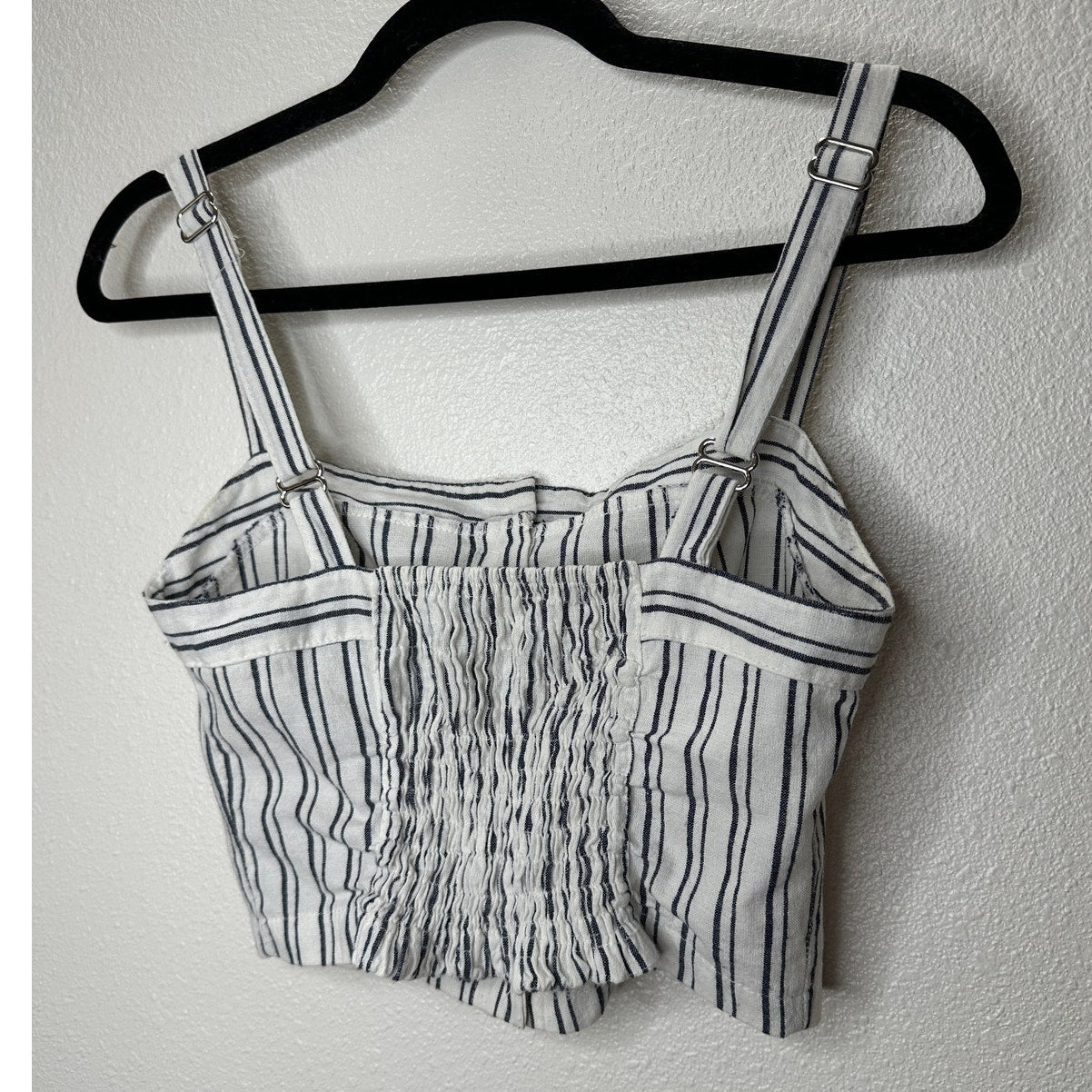 Brandy Melville Astrid White & Black Stripe Button Down Crop Top