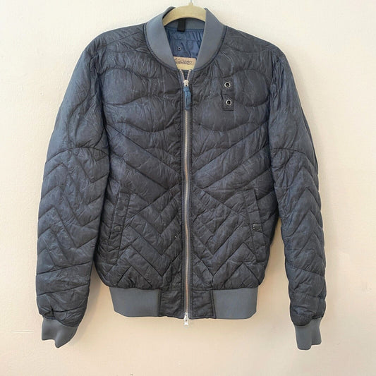 Blauer Nylolite Blue Gray Quilted Super Soft Down Zip Bomber Jacket Coat Medium
